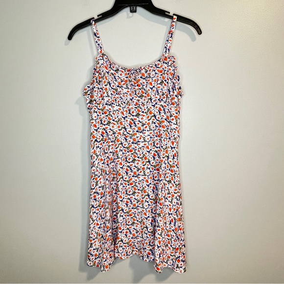 Treasure & Bond Ditsy Floral Print Skater Dress Red White Blue Summer Sz 12 - Picture 2 of 7